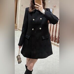 Zara black wool blend coat (pre owned) size XS